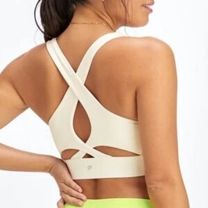 Fabletics Women's Cream Sports Bra, size Medium